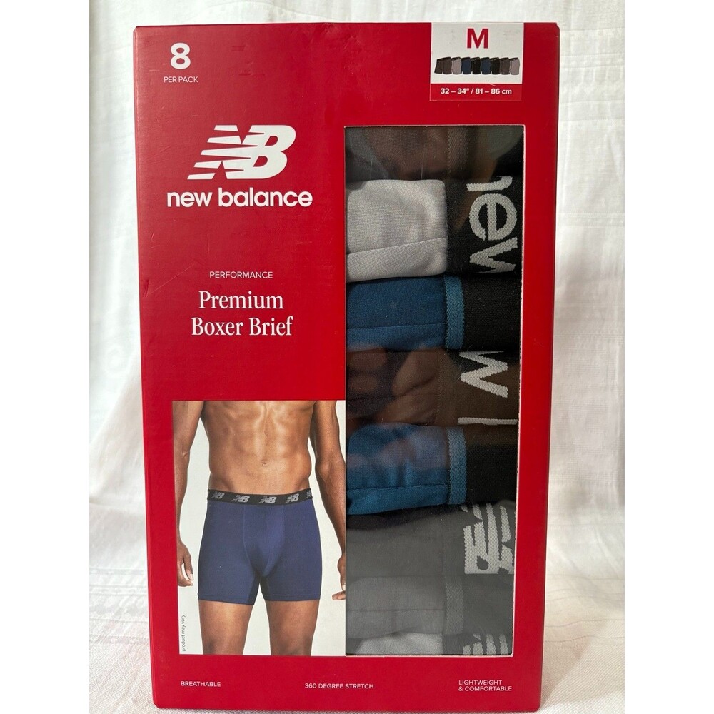 New Balance Mens Performance Premium Boxer Briefs 8 Pack M 32-34 Stretch